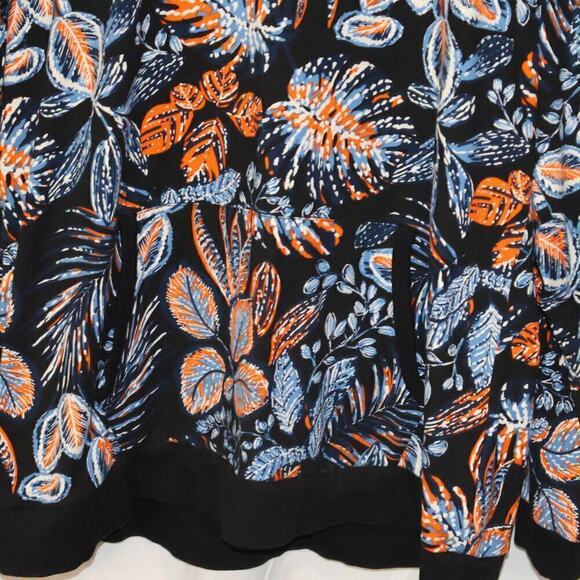 Lildy Sz Large Jacket Hood Blue Floral Soft Knit Front Pocket Long Sleeve - Picture 3 of 13